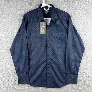 The American West Western‎ Pearl Snap Shirt Mens Medium Blue Diamond Geometric